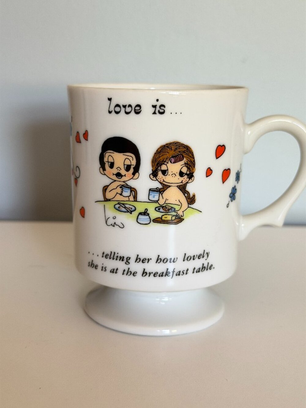 Vintage 1972 "Love Is" Cartoon Pedestal Coffee Mug By Kim Casali